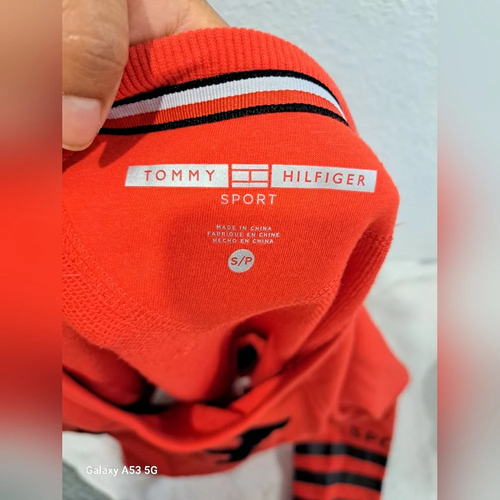 Tommy Hilfiger Red and Black Crew Neck Sweater